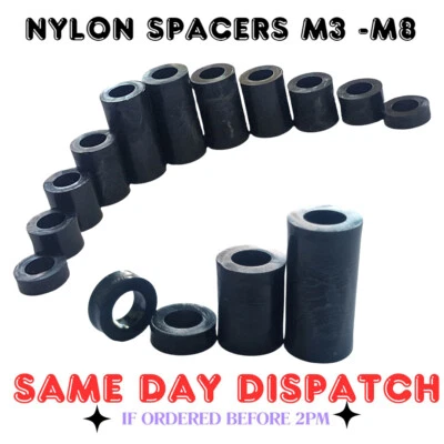 UNIVERSAL HARDWARE Nylon Plastic BLACK OD-1.5 Spacers Quality Strong Washers Standoff (pack of 10)