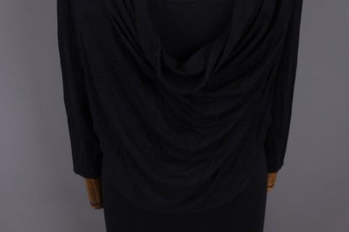 GUCCI Black Long Sleeve Cowl Neck Night Shift A-Line Long Dress Size 40 - Picture 4 of 16