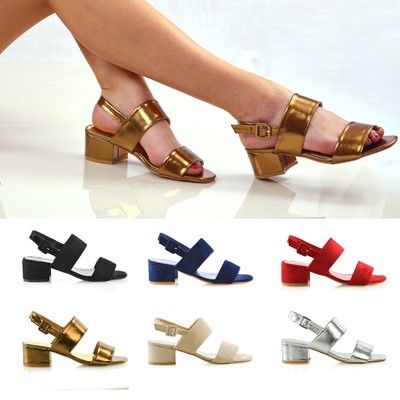 Womens Low Heel Sandals Ladies Back 