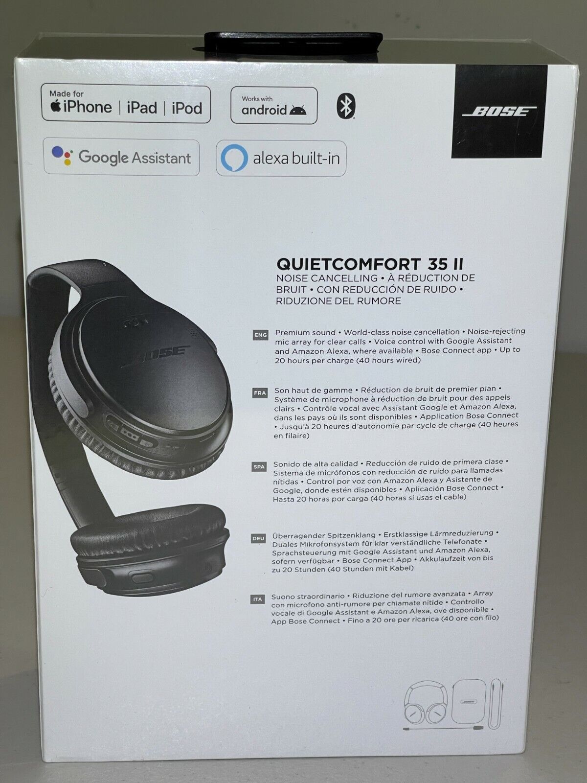  Bose QuietComfort 35 II Wireless Bluetooth Headphones,  Noise-Cancelling, with Alexa Voice Control - Black : Electronics