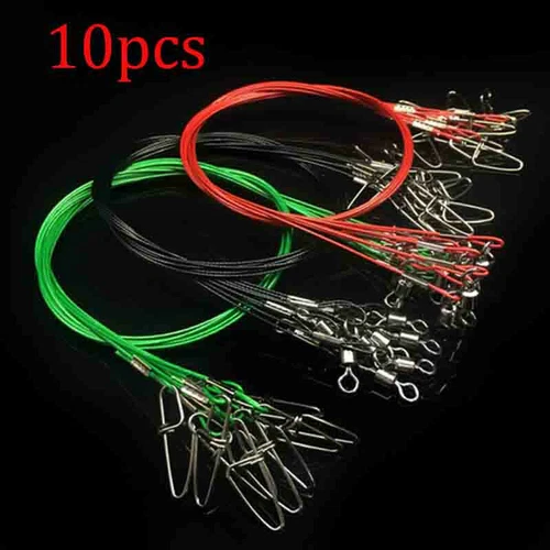 10pc/Set 50CM Fishing Trace Lures Leader Stainless Steel Wire Fishing Line 150LB