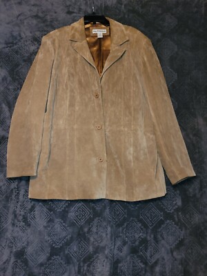 Modern Essentials Leather Jacket Womens 24/26W Seude Soft Leather Coat 3 Button