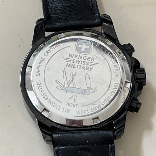 Wenger Swiss Made 100M WR Sapphire Crystal Black Men's Watch 79265 New Battery - 第 6/14 張圖片