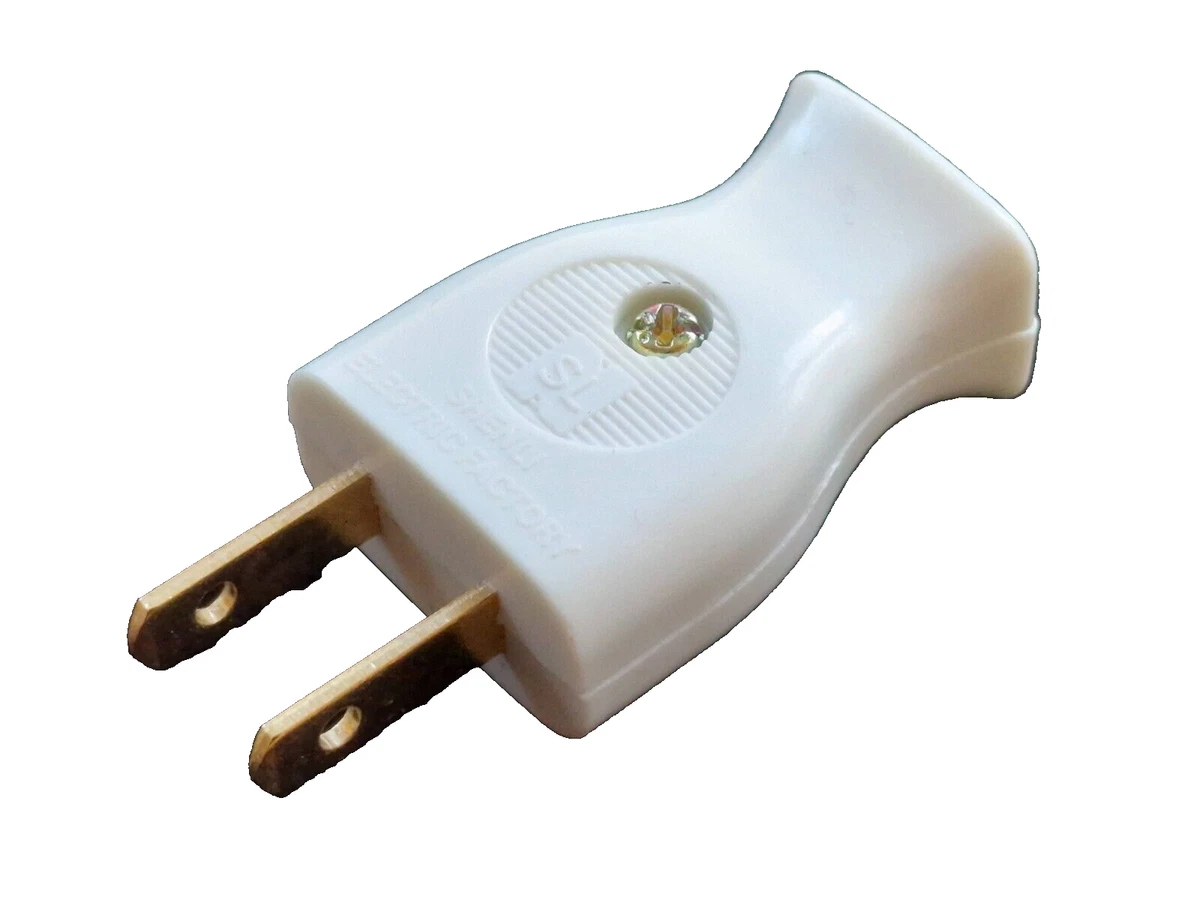 US American Thailand Laos Plug 2 Pin Male Power Plug rewireable white UK STOCK