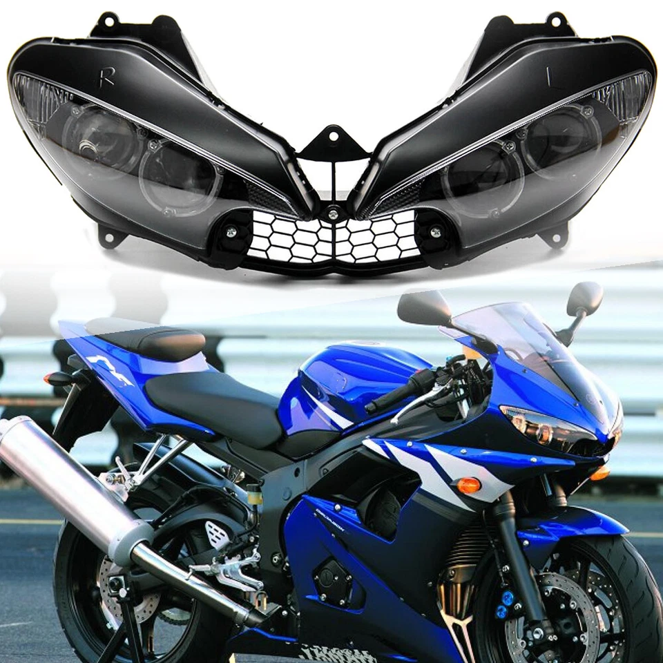 Conjunto de faros para Yamaha YZF R6 2003 2004 2005 YZF R6S 2006 2007 2008 2009 Foto 2 de 4