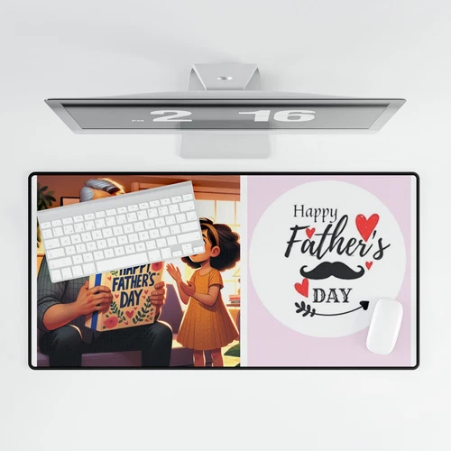 Father's Day Desk Mat - Heart Design, Office Desk Pad, Work from Home