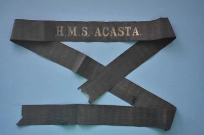 H.M.S. Acasta. Royal Navy WW2 Destroyer Cap Tally - Sunk by Scharnhorst - Image 1 of 3