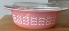 Rare Promotional PYREX Pink Stems 1.5 Qt Casserole 043 Vintage 1962 W/ Lid 943C