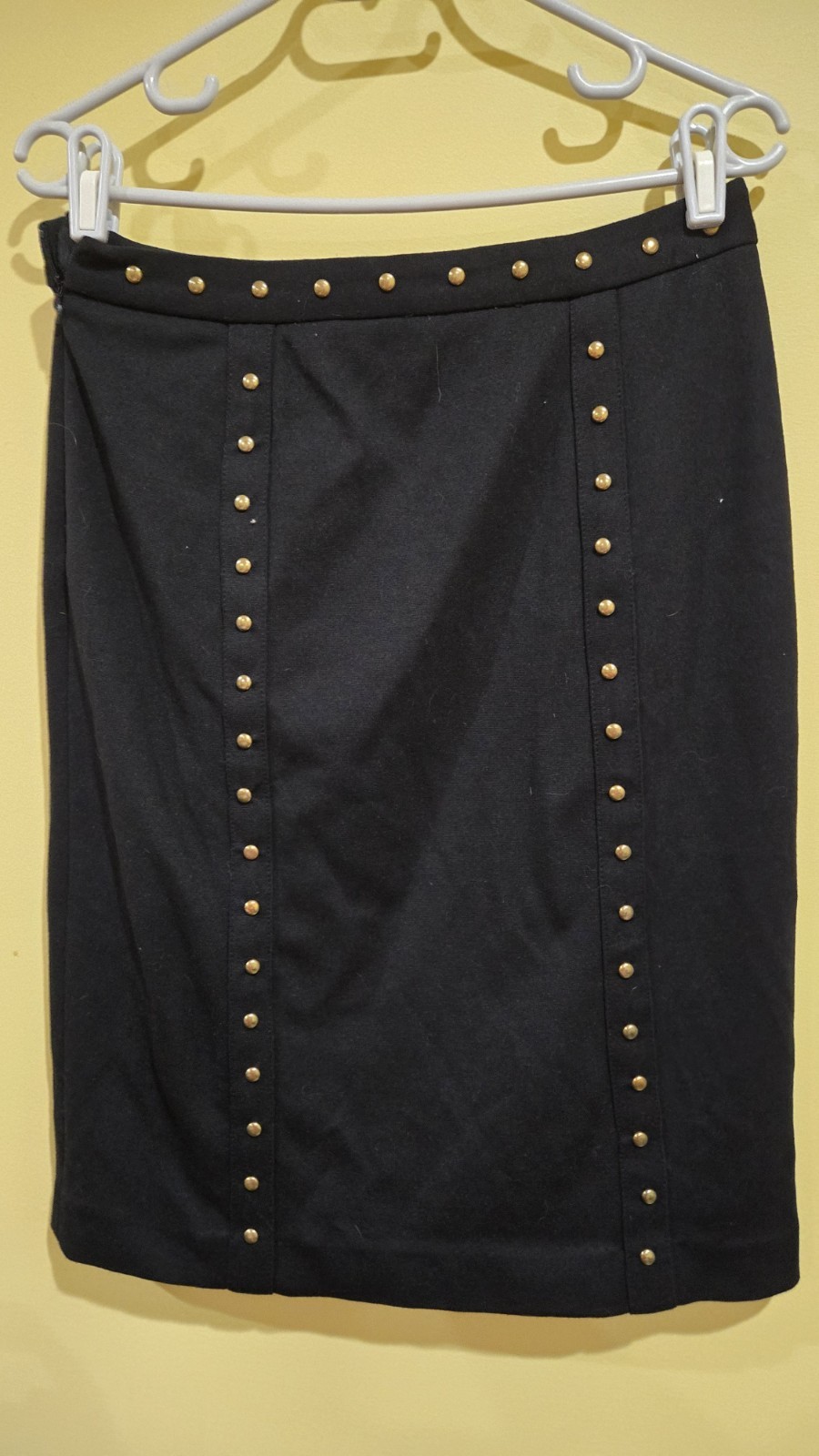 Vtg Grace Elements Solid Black W/Matel Stud Midi … - image 2