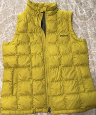 Marmot Puffer Down Vest Youth XL 14/16 Yellow/Gray Full Zip Insulated Pockets