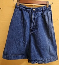 Vintage Women's Calvin Klein Pleated Denim Shorts Made In USA Bareback Back Logo