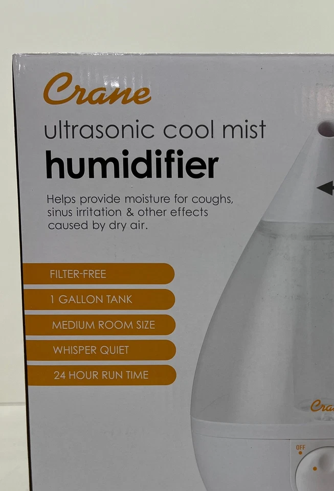 Crane 1 Gal. Drop Ultrasonic Cool Mist Humidifier EE-5301CW New - Image 2 of 2