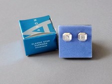 Vintage 2008 AVON 'Classic Stud' Silvertone & Rhinestone Pierced Earrings IOB