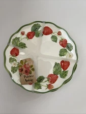 Primrose Vintage  Melamine Strawberry Appetizer Dessert Plates 6.5" New Set of 4