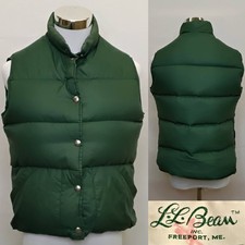 LL Bean Goose Down Vest Women's M Green Snap Closure Vintage 1980s #J5244