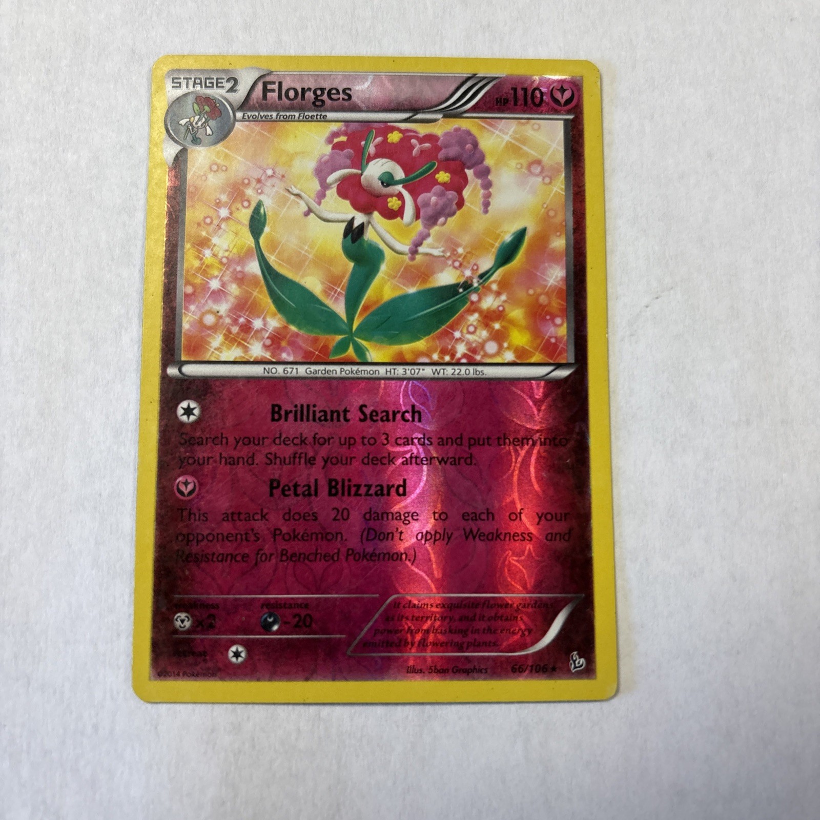 Pokemon TCG Florges XY Flashfire 66/106 Reverse Holo Rare Card LP