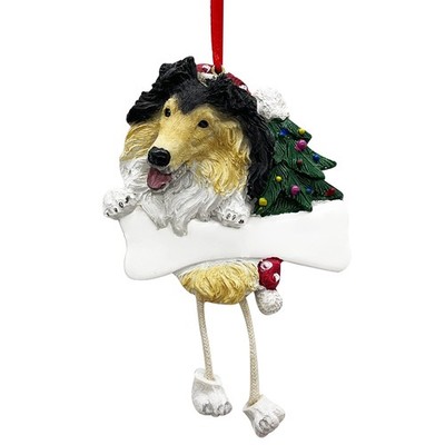 Collie Ornament with Unique ''Dangling Legs'' Hand Painted and Easily Personali...