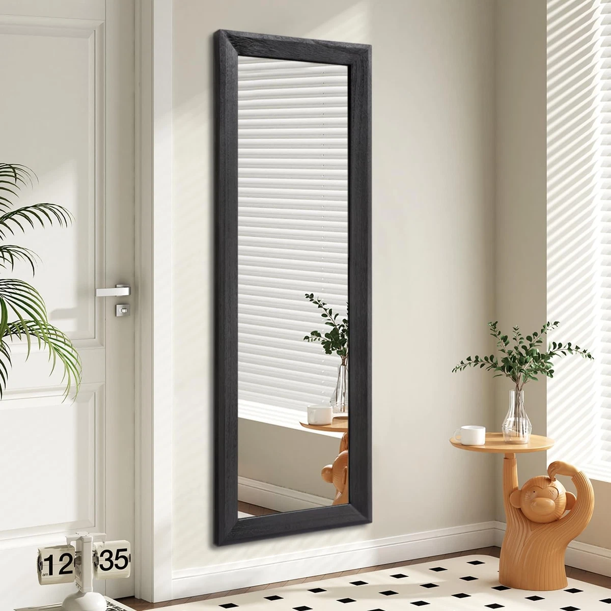 Adesso Louise Floor Mirror – Specchio Da Pavimento Con Treppiede In Metalllo Nero Opaco, Design Moderno, 58x11x14 Cm