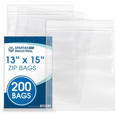 Clear Reclosable Zip Plastic Bags 2 Gallon (200 Count) 13'' X 15'' - 2 Mil