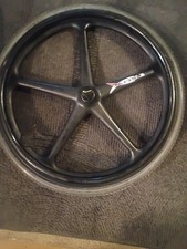 SET OF 2 black X-CORE WHEELCHAIR WHEELS 5 SPOKE 24 X 1 3/8" WITH SOLID TIRES