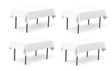 Pure White Poplin Polyester Tablecloth 4 Pack 60" x 84" White 4 Pack