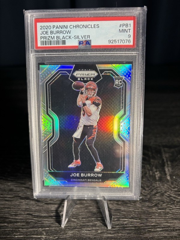 2020 Panini Chronicles Joe Burrow Prizm Black Silver  #PB1 PSA 9 MT  RC Bengals