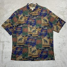 Tori Richard Shirt Mens Large Cotton Lawn Hawaiian Sea Turtles Fish Made In USA