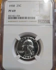 1958 Washington Quarter NGC PF69 Blast White
