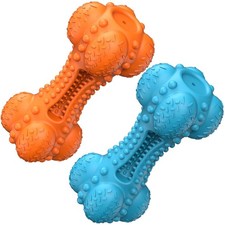 Indestructible Squeaky Dog Chew Toy for Large Breeds, Durable Rubber, 2 Count