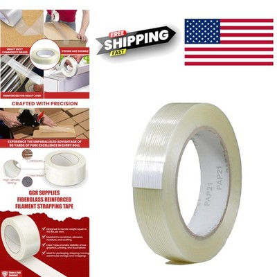 Fiberglass Strapping Tape 1 Inch x 60 Yards Weather Resistant Clear Adhesive