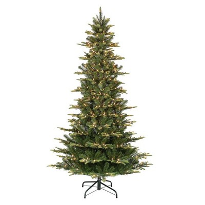 Puleo International 6.5ft Pre-Lit Slim Aspen Fir Artificial 6ft 6in, Green