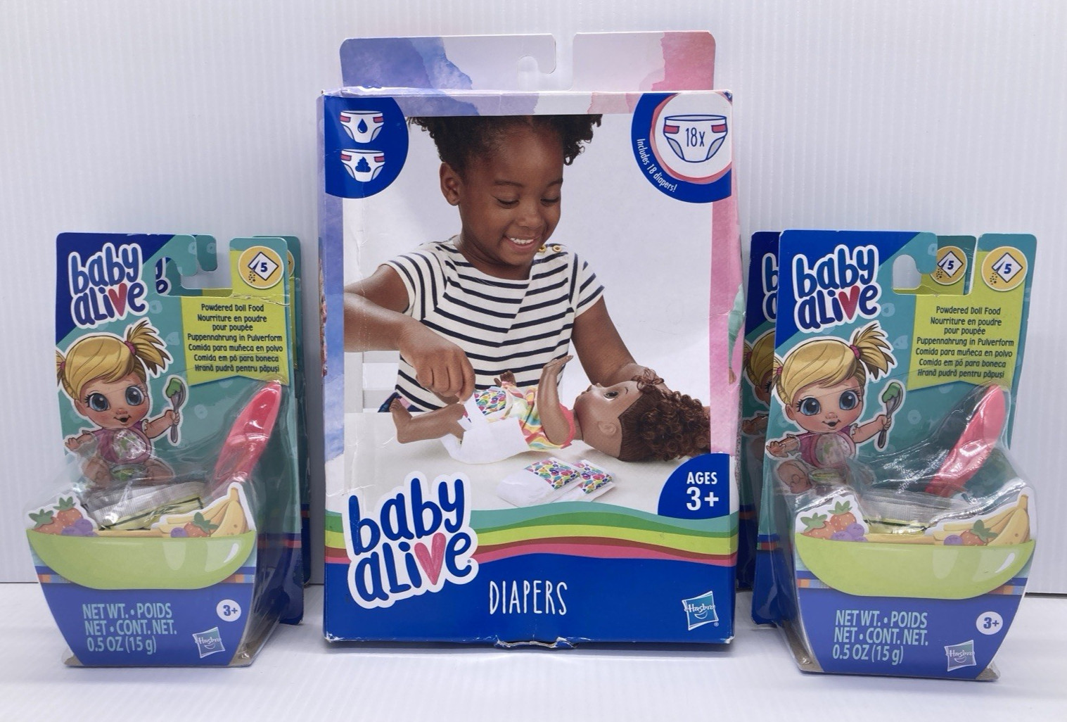 Hasbro BABY ALIVE Powdered Doll FOOD REFILLS Lot of 4 Packs 