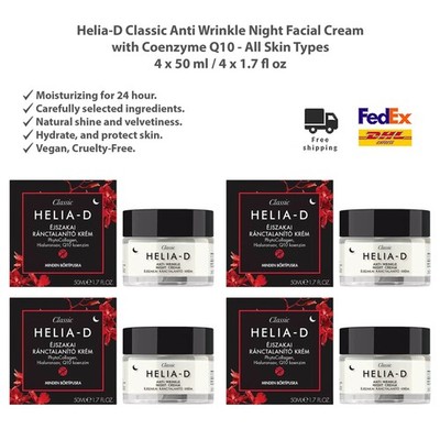 Helia-D Classic Anti-Wrinkle Night Facial Cream with Hyaluronic Acid 50ml x 4