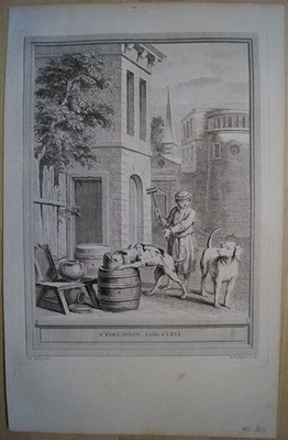 L´éducation. Fable CLXVI. Original Kupferstich von Jean-Baptiste Oudry zu den Fa