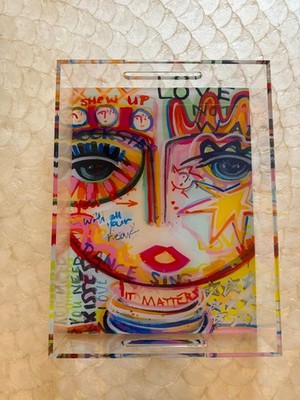 NEW Windy O Connor Acrylic Art Tray   ''Voices Carry'' Chica   NIB   Retail $225