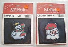 McNeill Cross-Stitch Christmas Lot 1924 Santa 1923 Snowman Made In USA 1984 NEW