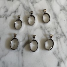 6 VTG Silver Plated 18x13 Mm Pendant Settings