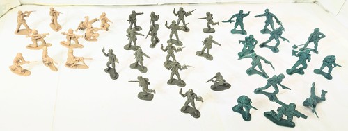37 Green Plastic Mini Army Men 1.5" to 3" In. Action Figures Toy Soldiers (12)