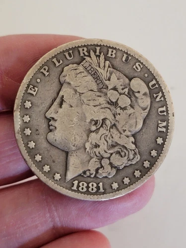 RARE DATE 1881-CC MORGAN SILVER   $1  DOLLAR- VG/FINE Details - ESTATE SALE FIND