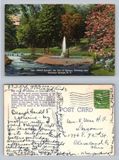 Saratoga Springs, NY-New York Island Spouter Veil Springs Vintage c1946 Postcard