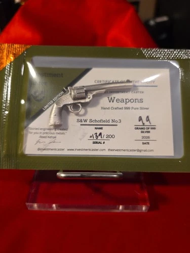Investment Caster &W Schofield No.3 .999 Silver Mini Revolver Limited #189/200