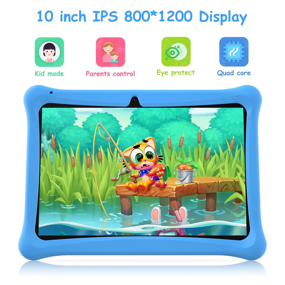 Blau Kinder Tablet 10 Zoll Kids Tablet Android 12 WiFi mit Schutzhülle 2GB+64GB - Bild 4 von 4