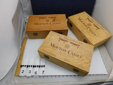 lot of 3, Mouton Cadet Baron Wine bottle box, No bottles, wood crate
