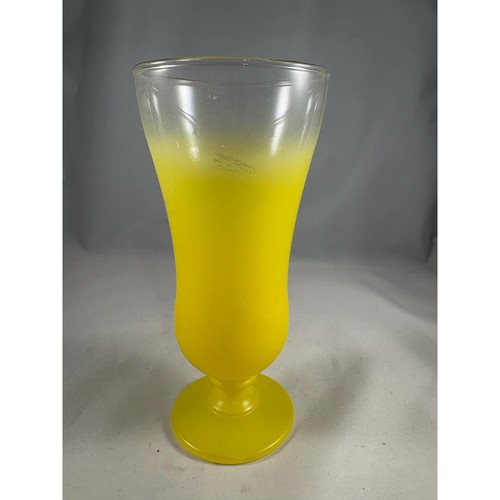 Vtg Set of 2 Bright Yellow w/Gold Rim Parfait Glasses Frosted Glassware - Picture 3 of 10