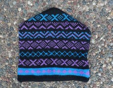 Vintage Smiley Blue Purple Wool Ski Hat Beanie Rare Color 1980’s- Made in USA