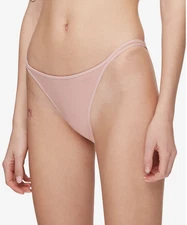 Calvin Klein Women Sheer Marquisette Strappy Tanga Subdued Size S