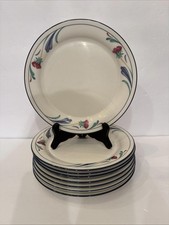 8 LENOX Chinastone Ppoppies On Blue Salad Plates 8.25” Freezer To Oven To Table