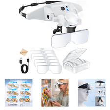 Magnifying Glasses with Light, Interchangeable Lenses 1.0X to 4.0X Rechargeable