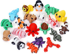 20PCS Mini Animals Set, 3D Printed Little Animals Articulated Flexible Fidget To