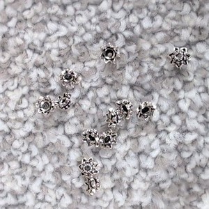 10 Silver Flower Bead Caps, Floral End Caps, Jewelry Findings, Craft Supplies